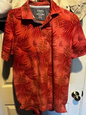 Chaps Tropical-Print Short Sleeve Polo